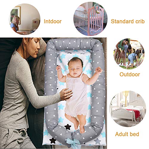 Nido de Bebé Dormir Recien Recién Nacido, Mooedcoe Cama Tumbona de Bebé Portátil de Viaje, Bebé Cuna Sueño, Respirable, Algodón 100% con Almohada 48 x 82.8cm (durante 0-24 meses)