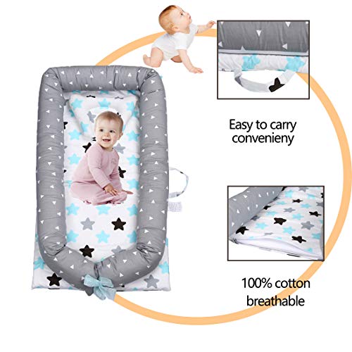 Nido de Bebé Dormir Recien Recién Nacido, Mooedcoe Cama Tumbona de Bebé Portátil de Viaje, Bebé Cuna Sueño, Respirable, Algodón 100% con Almohada 48 x 82.8cm (durante 0-24 meses)