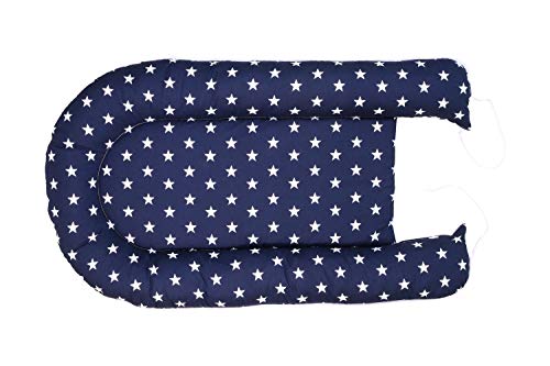 Nido para bebé de ULLENBOOM ® azul claro azul gris (nido de 55 x 95 cm de algodón; apto como cuna de viaje y para el colecho; dibujo: estrellas)