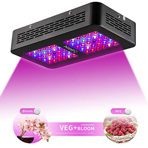 Niello Lente Óptica Dual Serie 300W. Luces LED para el Crecimiento de Las Plantas. Espectro Completo para Plantas de Interior para Conseguir Crecimiento y floración (Dos interruptores,12-Bandas