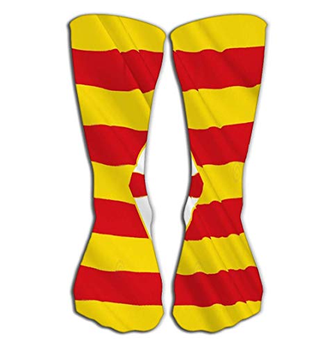 Nifdhkw Calcetines de compresión para mujer, 50 cm, bandera de Barcelona Provincia Oriental España bandera Barcelona Provincia Oriental España Centro Autónomo