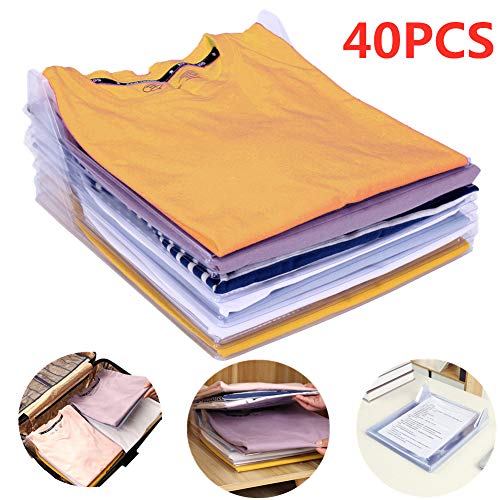 Nifogo Organizador de Armario,Camiseta Carpeta Sistema Antiarruga,tamaño Normal(40 Pack)