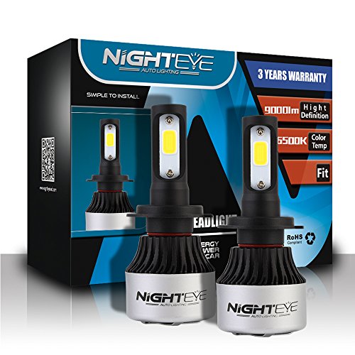 Nighteye – Bombillas LED para faro de coche – H1 H4 H7 72 W 9000 lm / Set 6500 K Blanco frío