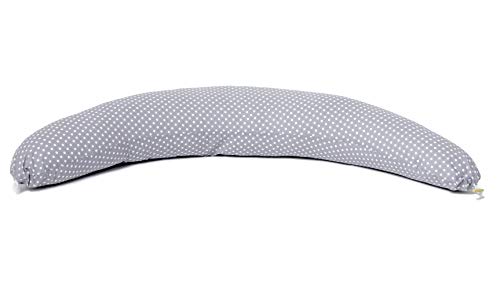 Niimo Cojin Lactancia Bebe y Almohada Embarazada Dormir Multifuncion Funda Cojin 100% Algodon Desenfundable y Lavable Relleno de Poliester Multiusos Maternidad (Gris - Lunares Blancos)