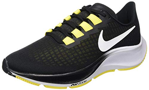 Nike Air Zoom Pegasus 37, Zapatillas para Correr de Carretera para Hombre, Black White OPTI Yellow, 43 EU