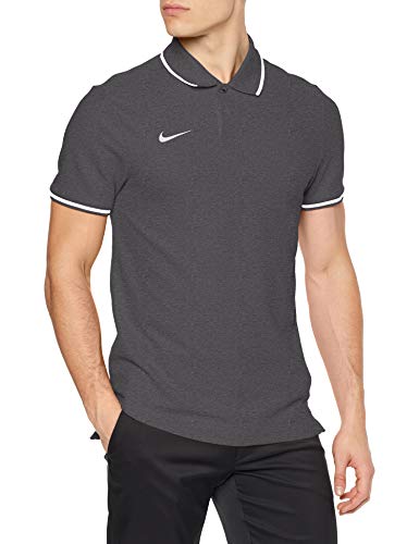 NIKE Club19 Camiseta de Manga Corta, Hombre, Charcoal Heathr/White, S