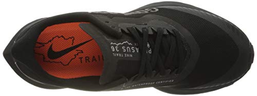 Nike W Zoom Pegasus 36 Trail GTX, Zapatillas de Running para Mujer, Black/Thunder Grey/Total Orange, 38 EU