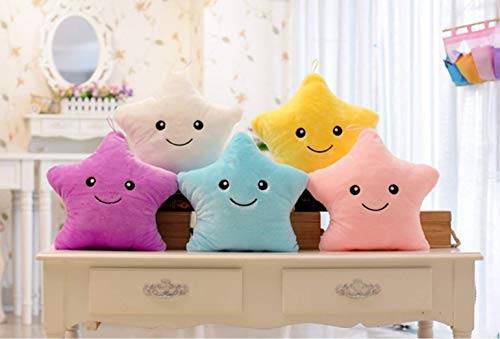 Nikgic - Cojín Luminosas LED Estrellas Peluche Almohadas Muñeca Niños Juguetes Regalo de Cumpleaños Navidad Fiesta Juguete de Peluche para Decoración Regalos Azul