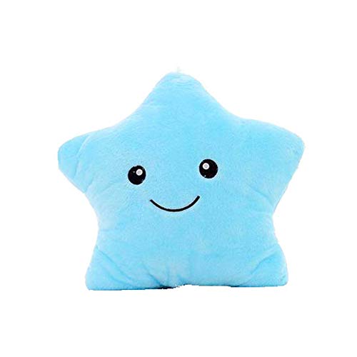 Nikgic - Cojín Luminosas LED Estrellas Peluche Almohadas Muñeca Niños Juguetes Regalo de Cumpleaños Navidad Fiesta Juguete de Peluche para Decoración Regalos Azul