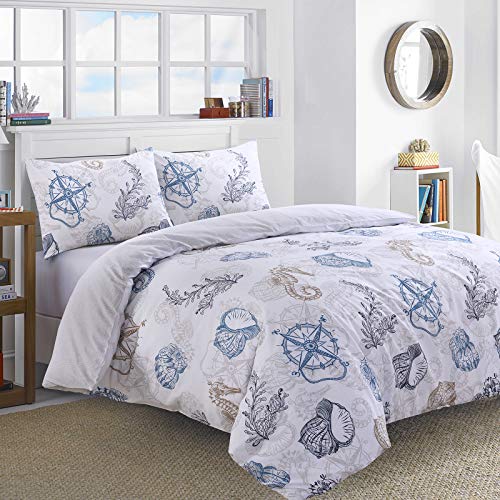 Nimsay Home - Seafarer - Juego de funda de edredón de 100% algodón, 100% algodón, Varios Colores, matrimonio grande