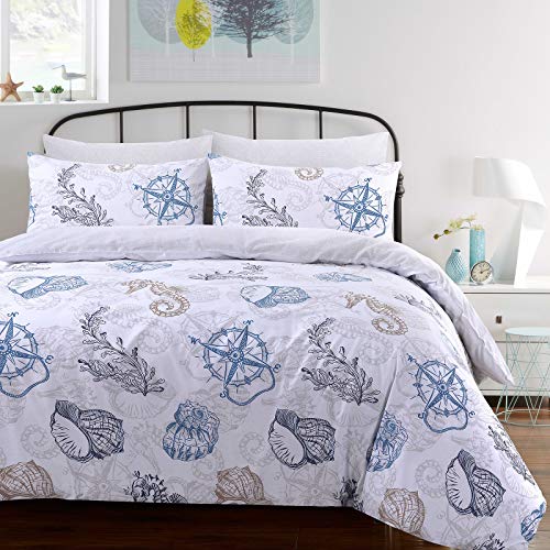 Nimsay Home - Seafarer - Juego de funda de edredón de 100% algodón, 100% algodón, Varios Colores, matrimonio grande