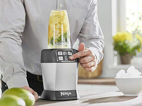 Ninja BL480 Blender, Servicio Individual, Auto-Iq, 1000 W, Acero Inoxidable, Negro/Plateado