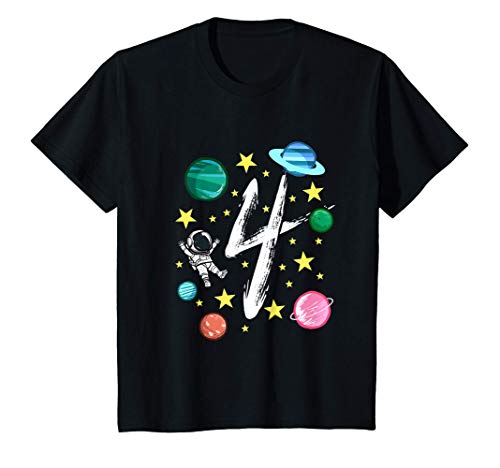 Niños 4º Cumpleaños Espacio Regalos 4 Años Astronauta Camiseta