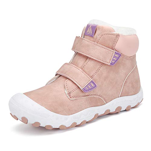 Niños Niñas Botas de Nieve Senderismo Impermeables Deportes Trekking Zapatos Invierno Forro Piel Sneakers Rosa B 31 EU
