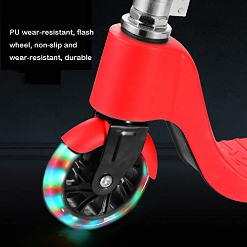 Niños NLIAN- 2 Ruedas Patinete for, Ruedas de PU Luminiscencia magnética Completa Manillar Suave Ajustable Freno de la Rueda Trasera for 4 a 14 años