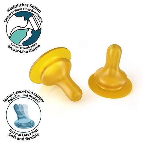 NIP biberon cristal 250 ml (2 unidades) 4 Tetina ( 2 tetina de silicona +2 tetina de látex )