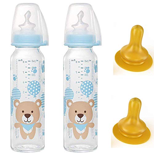 NIP biberon cristal 250 ml (2 unidades) 4 Tetina ( 2 tetina de silicona +2 tetina de látex )