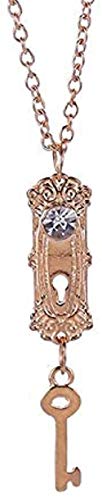 niuziyanfa Co.,ltd Alicia en el país de Las Maravillas Collar con Cerradura y Llave de Cristal con Diamantes de imitación Colgante de Oro joyería de fantasía para niñas y Mujeres Amantes