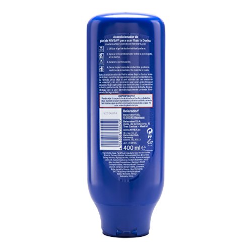 NIVEA Bajo la Ducha Body Milk Nutritivo (1 x 400 ml), leche hidratante para la ducha, acondicionador de piel con aceite de almendras para el cuidado de la piel seca