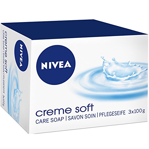 NIVEA Creme Soft Jabón en Pastilla (3 unidades x 100 gramos), está enriquecida con Aceite de Almendras para limpiar y cuidar la piel de las manos