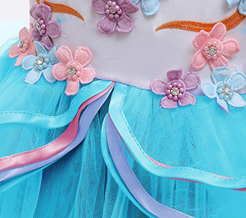 NNJXD Disfraz de Fiesta de Unicornio para Niñas Cosplay Disfraz de Halloween Tamaño (160) 11-12 Años Azul