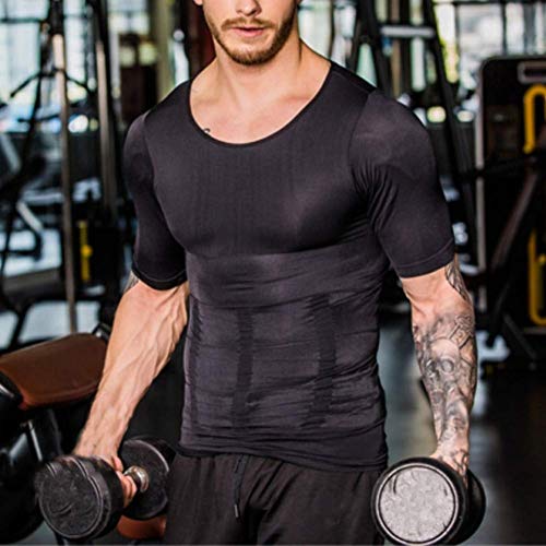 NO BRAND The Body Toning Shirt, Compression Body Building Shirt Hombres Original Quality Athletic Compression Under Base Layer Sport Shirt,Black,Large