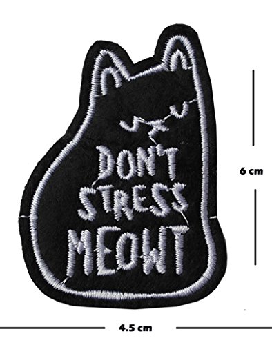 No Stress Meowt bordado parche hierro en o coser en bordado Diseño de gatos amante transferencia apliques, diseño de gato