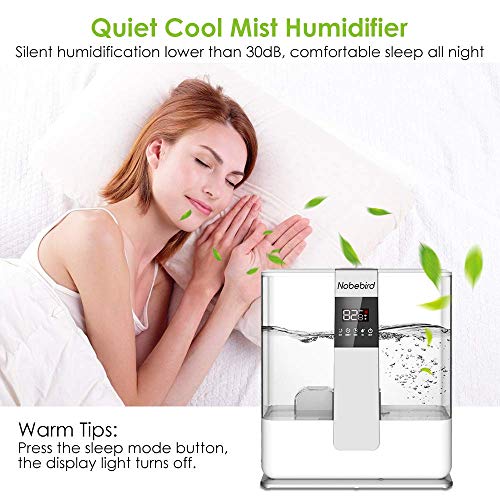 Nobebird Humidificador 5L, Niebla Fría 360°, Ultra Silencioso, Auto-Apagado sin Agua, Humedad Ajustable, Difusor de Aceites Esenciales, Remoto, Temporizador, Modo de Sueño para Casa, Oficina