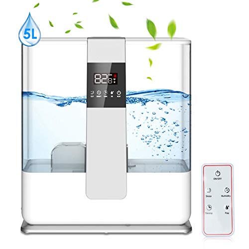 Nobebird Humidificador 5L, Niebla Fría 360°, Ultra Silencioso, Auto-Apagado sin Agua, Humedad Ajustable, Difusor de Aceites Esenciales, Remoto, Temporizador, Modo de Sueño para Casa, Oficina