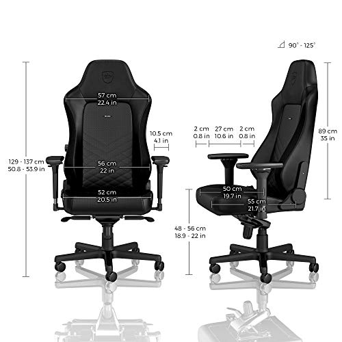 noblechairs Hero Silla de Gaming - Silla de Oficina - Cuero Sintético PU - Diseño de Asiento de Carreras - Negro