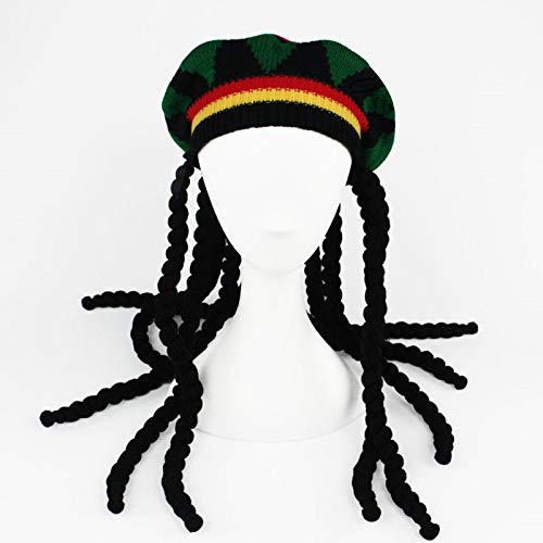 Noblik Gorra de Hip Hop Gorro de Punto Trenza Sombrero Gorra de Invierno para Hombre Gorra de Invierno Reggae para Hombre
