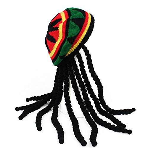 Noblik Gorra de Hip Hop Gorro de Punto Trenza Sombrero Gorra de Invierno para Hombre Gorra de Invierno Reggae para Hombre