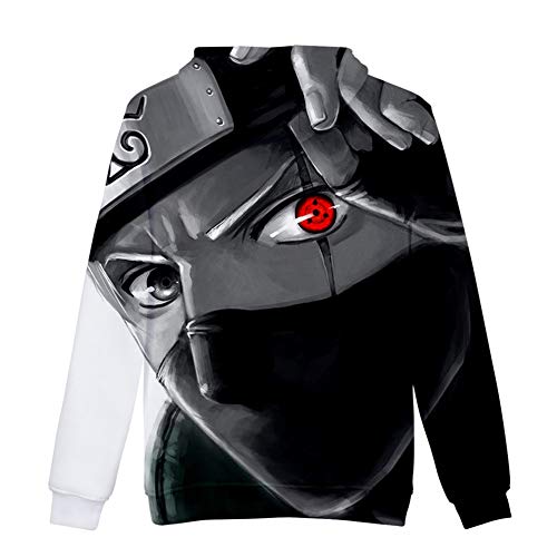NOBRAND Hombre Mujer 3D Naruto Anime Series Sasuke Kakashi Anime Sudaderas con Capucha Disfraz Pareja Divertida Jersey Niños Niñas Tops con 2 Bolsillos (XL,HY-15)