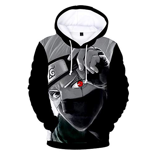 NOBRAND Hombre Mujer 3D Naruto Anime Series Sasuke Kakashi Anime Sudaderas con Capucha Disfraz Pareja Divertida Jersey Niños Niñas Tops con 2 Bolsillos (XL,HY-15)