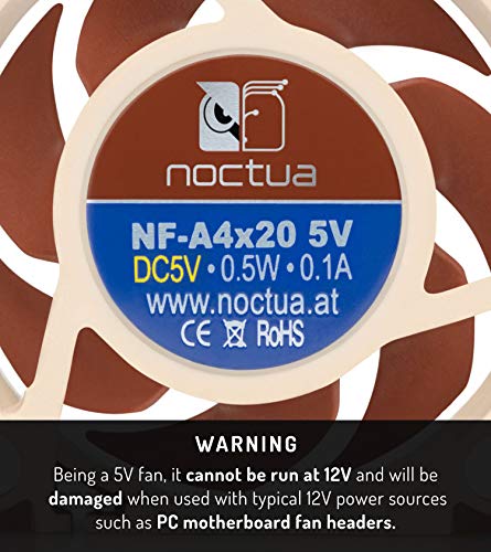 Noctua NF-A4x20 5V, Ventilador Silencioso de Gran Calidad, 3 Pines, Versión de 5V (40x20 mm, Marrón)