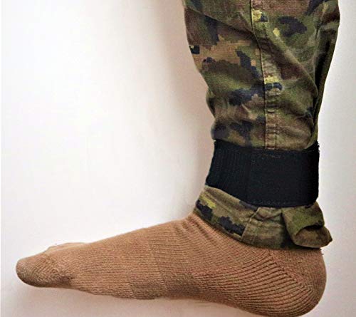 NoLimit20 Pernera Militar táctico. Sujeta pantalón Senderismo, Trekking, montaña, Escalada. Velcro elástico tobillero. Ciclismo, sujeta espinilleras fútbol [Negro.Talla única 5x30cm.]