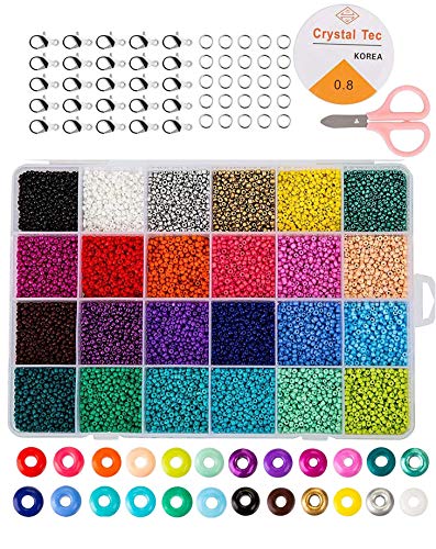non-branded Cuentas de Colores 2mm Mini Cuentas y Abalorios Cristal para DIY Pulseras Collares Bisutería (24 Colores)