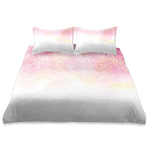 Nonun Funda nórdica, Flores de Hibisco de Degradado de Colores Flores Simple Efecto Floral Ombre, Juego de Cama cómoda Microfibra Ligera