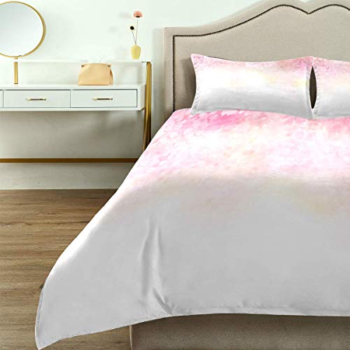 Nonun Funda nórdica, Flores de Hibisco de Degradado de Colores Flores Simple Efecto Floral Ombre, Juego de Cama cómoda Microfibra Ligera