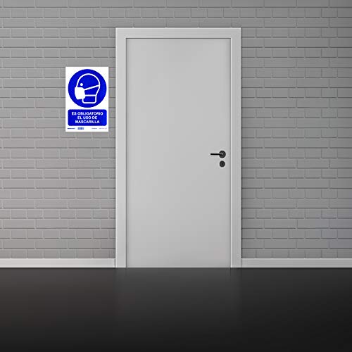 Normaluz RD20626 - Señal Adhesiva Es Obligatorio El Uso de Mascarilla Adhesivo de Vinilo 20X30 cm