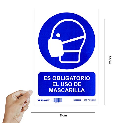 Normaluz RD20626 - Señal Adhesiva Es Obligatorio El Uso de Mascarilla Adhesivo de Vinilo 20X30 cm