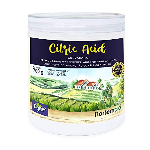 Nortembio Ácido Cítrico 700g. Polvo Anhidro, 100% Puro. para Producción Ecológica. E-Book Incluido.