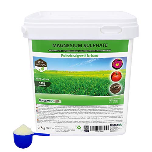 Nortembio Agro Sulfato de Magnesio Natural 5 Kg. Abono de Uso Universal. Favorece el Crecimiento de Cultivos, Jardines, Plantas de Interior y Exterior.