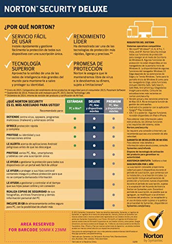 Norton Security Deluxe 2019 - Antivirus, PC/Mac/iOS/Android, 5 dispositivos, 1 año