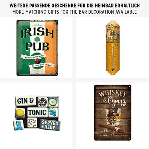 Nostalgic-Art Open Bar - Gin & Tonic Served Here - Idea de regalo para fans de cóctel, cartel de chapa retro, metal, decoración vintage, 30 x 40 cm