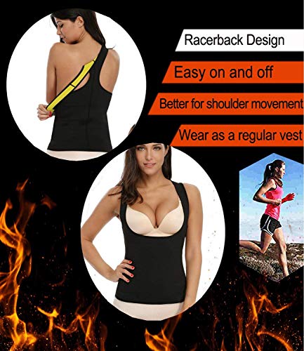 NOVECASA Chaleco Sauna Mujer Neopreno Sauna Vest Top para Sudoración Quema Grasa Faja Abdome Adelgazante (L, Negro-Amarillo)