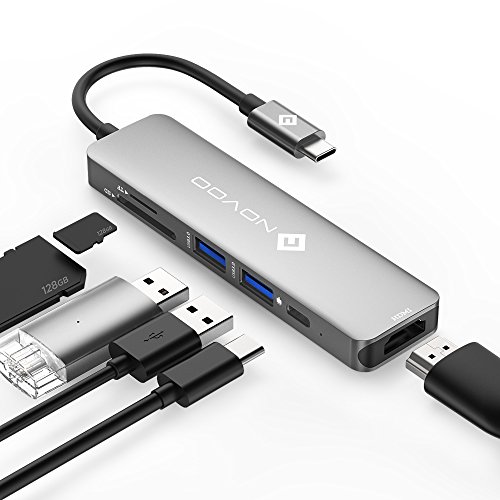 NOVOO USB C Hub con PD 100W Porta Carga, 4K HDMI, 2 USB 3.0, Lector de Tarjeta SD/TF, Adaptador para Macbook/MacBook Pro, Windows y Smartphones