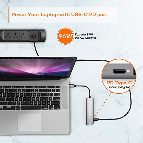 NOVOO USB C Hub con PD 100W Porta Carga, 4K HDMI, 2 USB 3.0, Lector de Tarjeta SD/TF, Adaptador para Macbook/MacBook Pro, Windows y Smartphones