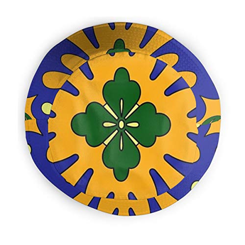 N/P Sombrero de pescador naranja y azul Talavera patrón de azulejos plegable reversible unisex para adultos moda cubo Cap verano pescador sombrero al aire libre, muchos patrones