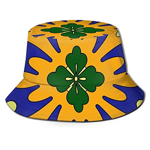 N/P Sombrero de pescador naranja y azul Talavera patrón de azulejos plegable reversible unisex para adultos moda cubo Cap verano pescador sombrero al aire libre, muchos patrones